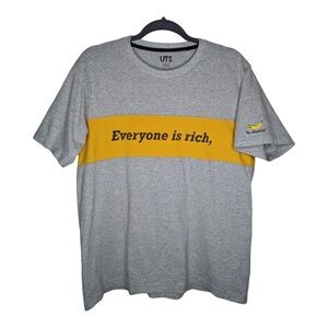 Andy Warhol Everyone is Rich quote T-Shirt tee tshirt size L large Gray & Yellow